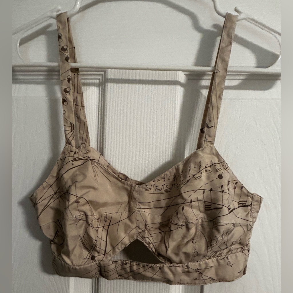 Vintage Hermes La Musique De Spheres Silk Bralette Size 38 Rare 1990s